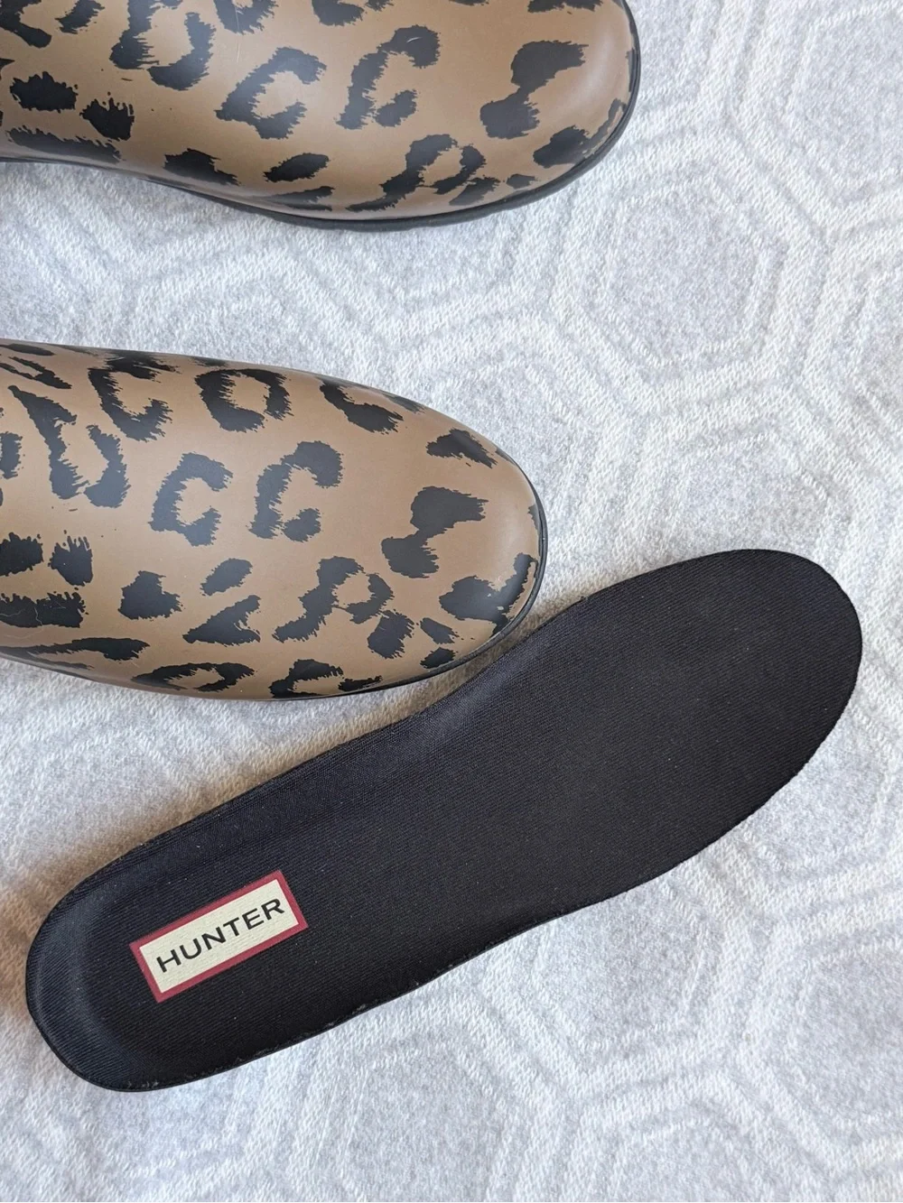 Hunter Original Refined Short Rain Boots Animal Print Black Brown Women's 7